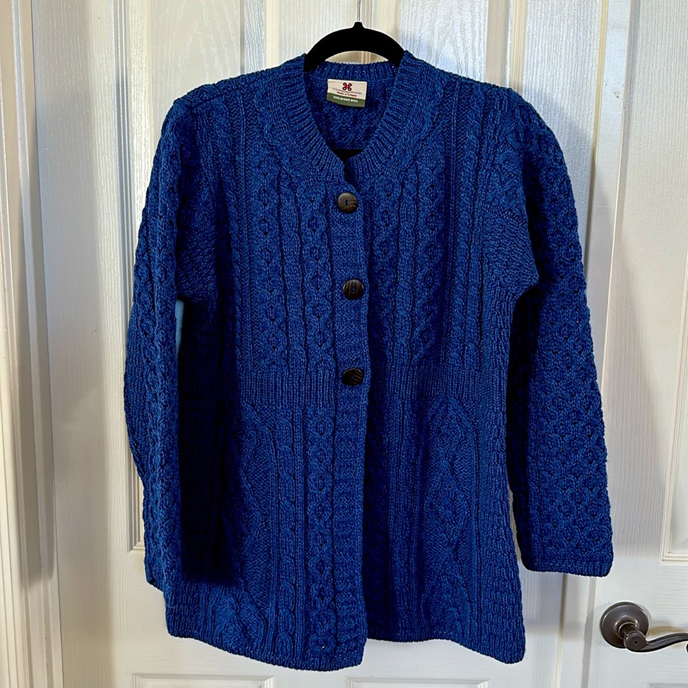 Blue CARRAIG DONN Fisherman Sweater Coat